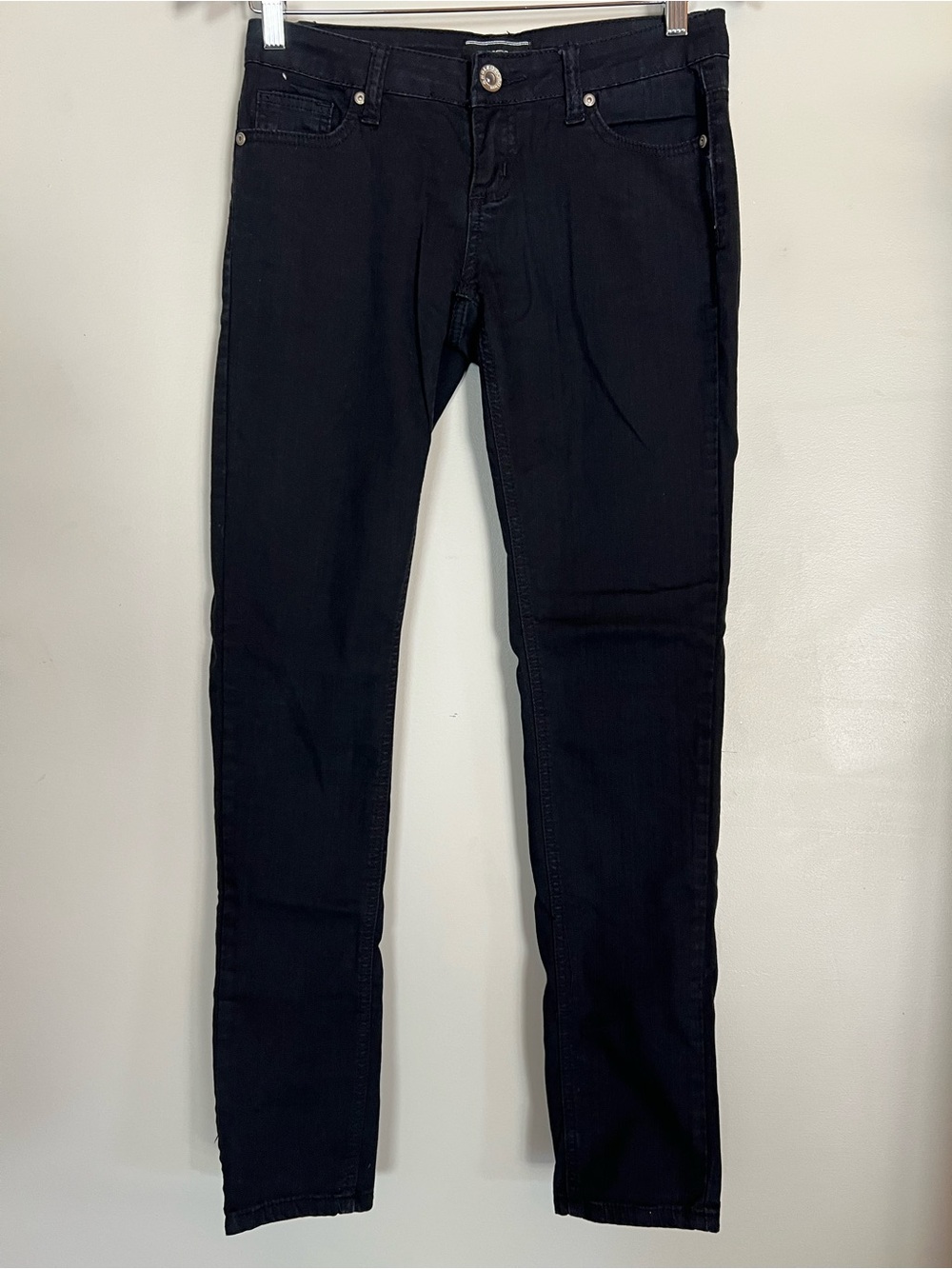 Anole Size 3 Black Cropped Skinny Jeans Capri Stretch Embellished Stitch Pocket